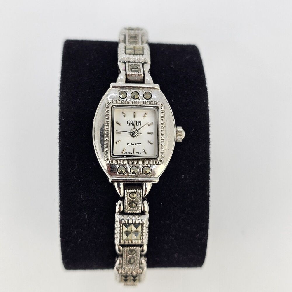 Gruen‎ 19MM Women's Watch Gray Dial Gray Bracelet Band 6" New Battery